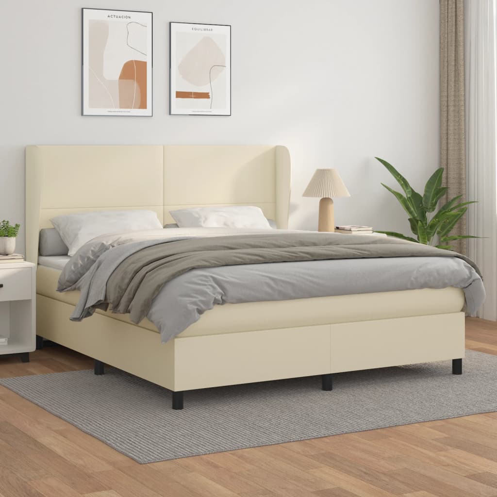 Giroletto a Molle con Materasso Crema 180x200 cm in Similpelle | homemem39