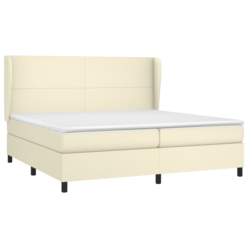 Giroletto a Molle con Materasso Crema 200x200 cm in Similpelle | homemem39