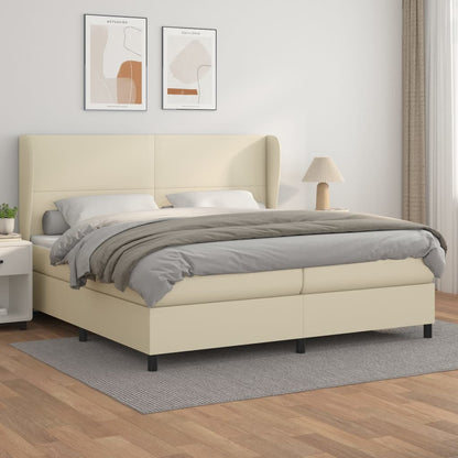 Giroletto a Molle con Materasso Crema 200x200 cm in Similpelle | homemem39