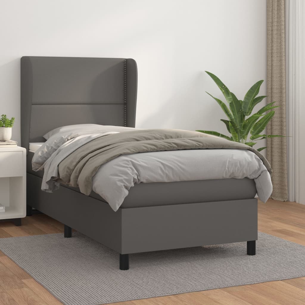 Giroletto a Molle con Materasso Grigio 90x190 cm in Similpelle | homemem39