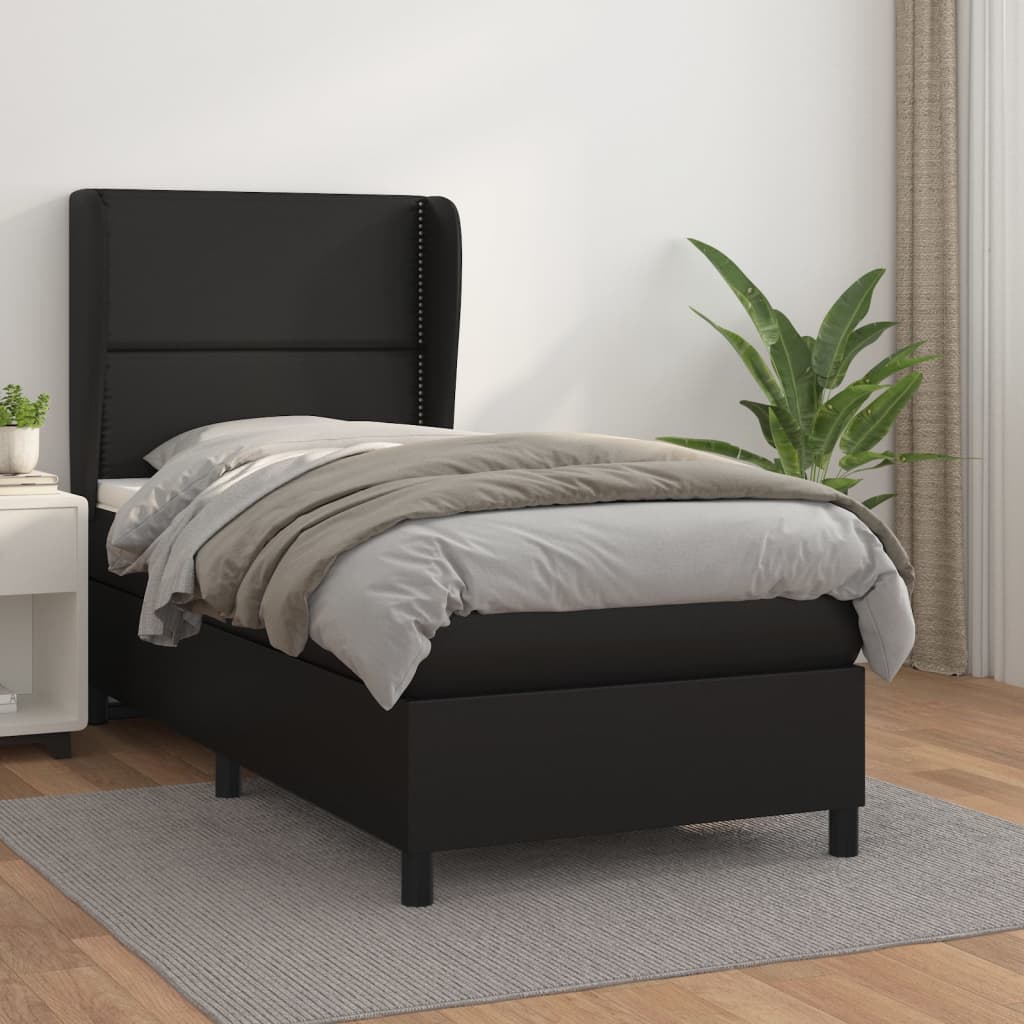 Giroletto a Molle con Materasso Nero 100x200 cm in Similpelle | homemem39