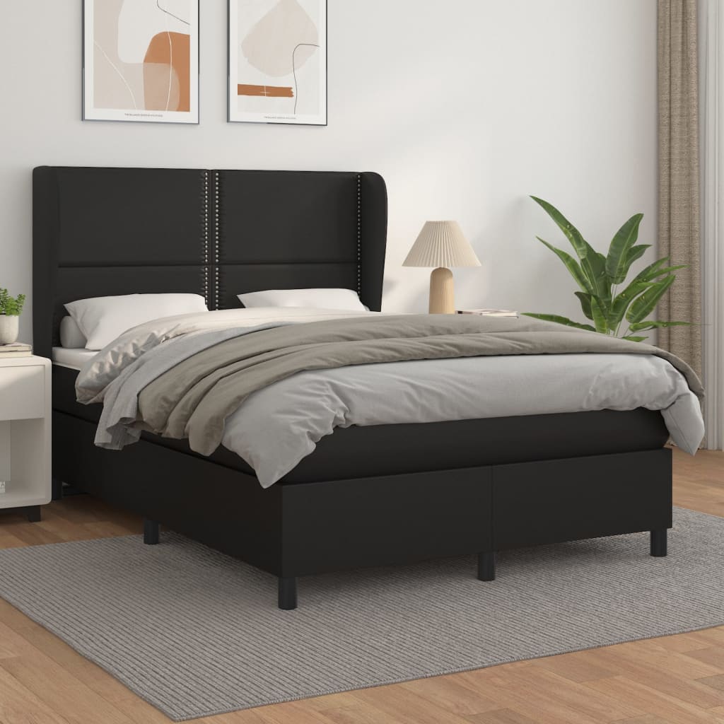 Giroletto a Molle con Materasso Nero 140x190 cm in Similpelle | homemem39