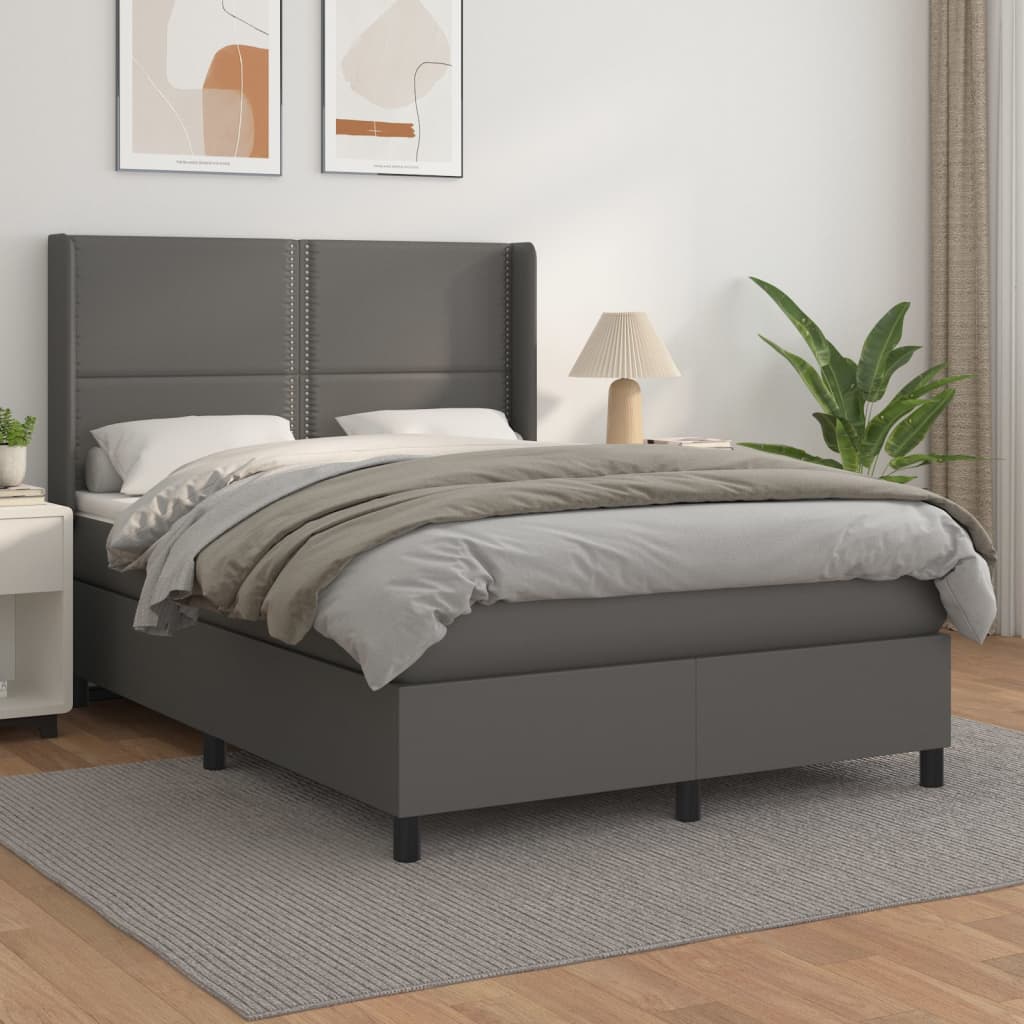 Giroletto a Molle con Materasso Grigio 140x200 cm in Similpelle | homemem39