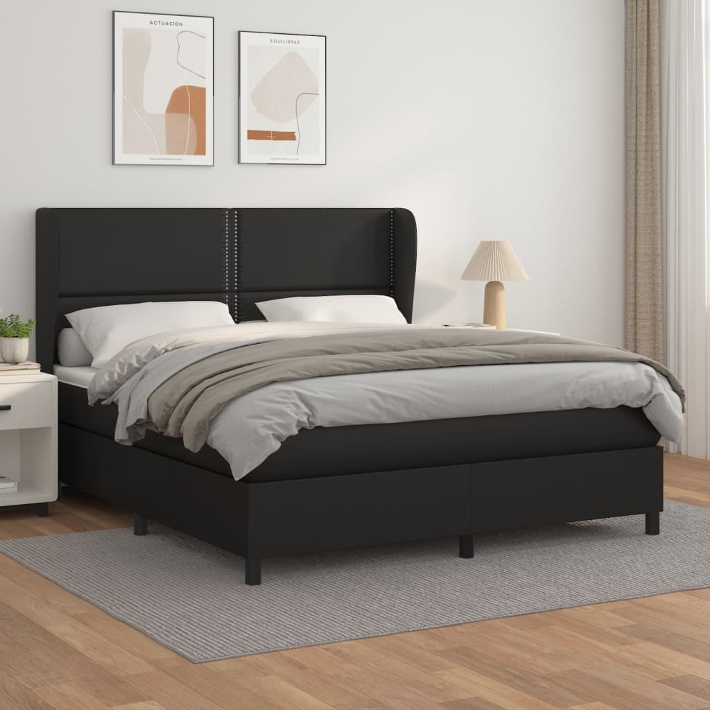 Giroletto a Molle con Materasso Nero 180x200 cm in Similpelle | homemem39