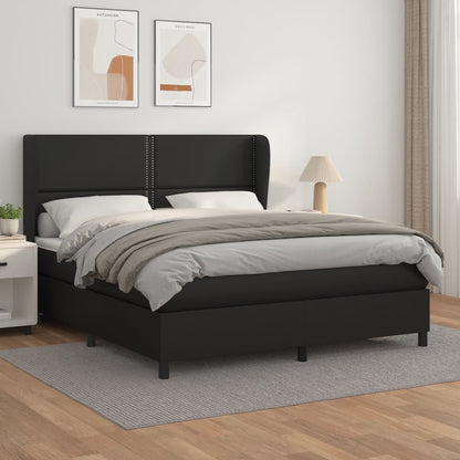 Giroletto a Molle con Materasso Nero 180x200 cm in Similpelle | homemem39