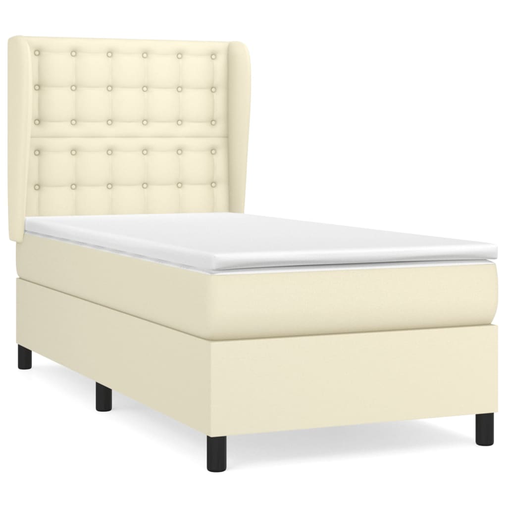 Giroletto a Molle con Materasso Crema 80x200 cm in Similpelle | homemem39