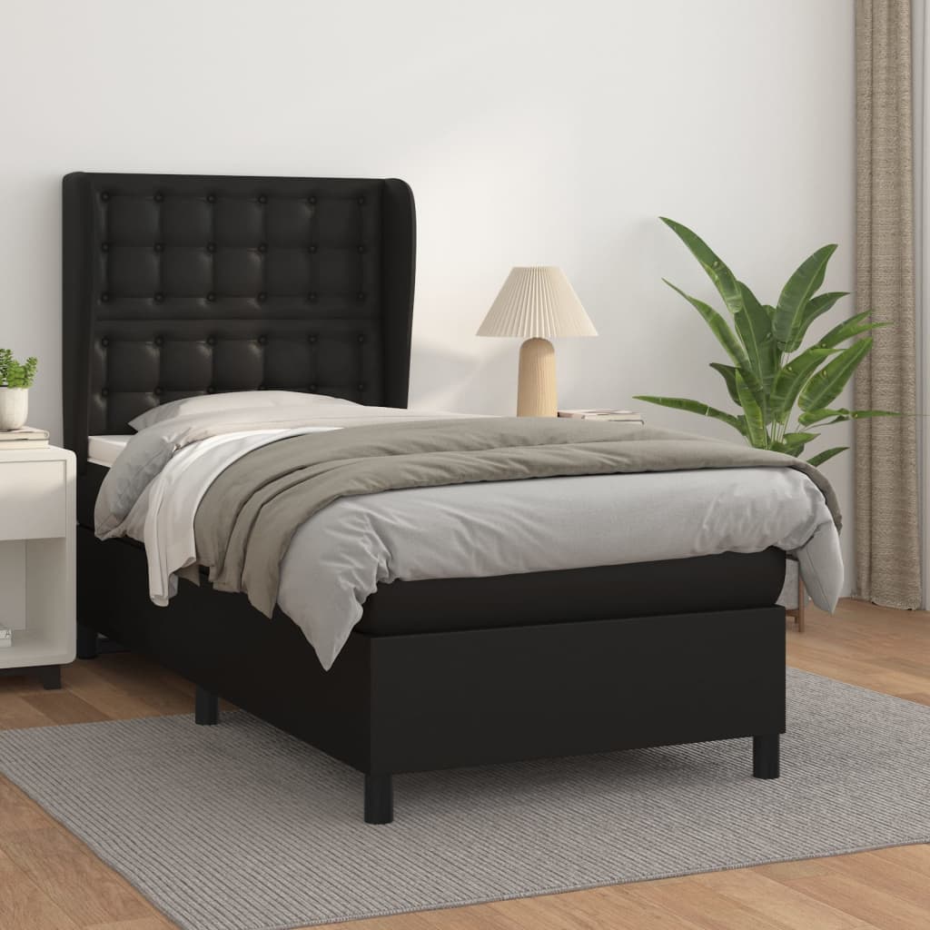 Giroletto a Molle con Materasso Nero 90x190 cm in Similpelle | homemem39