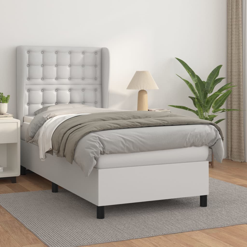 Giroletto a Molle con Materasso Bianco 90x190 cm in Similpelle | homemem39