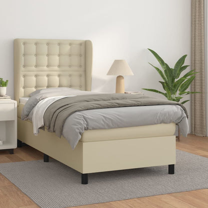 Giroletto a Molle con Materasso Crema 90x190 cm in Similpelle | homemem39