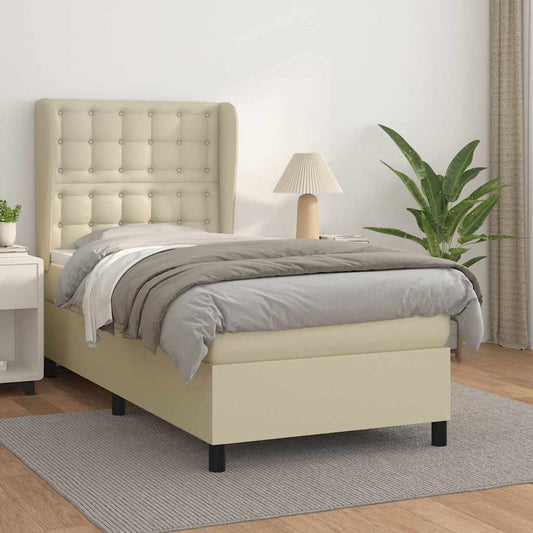 Giroletto a Molle con Materasso Crema 90x190 cm in Similpelle