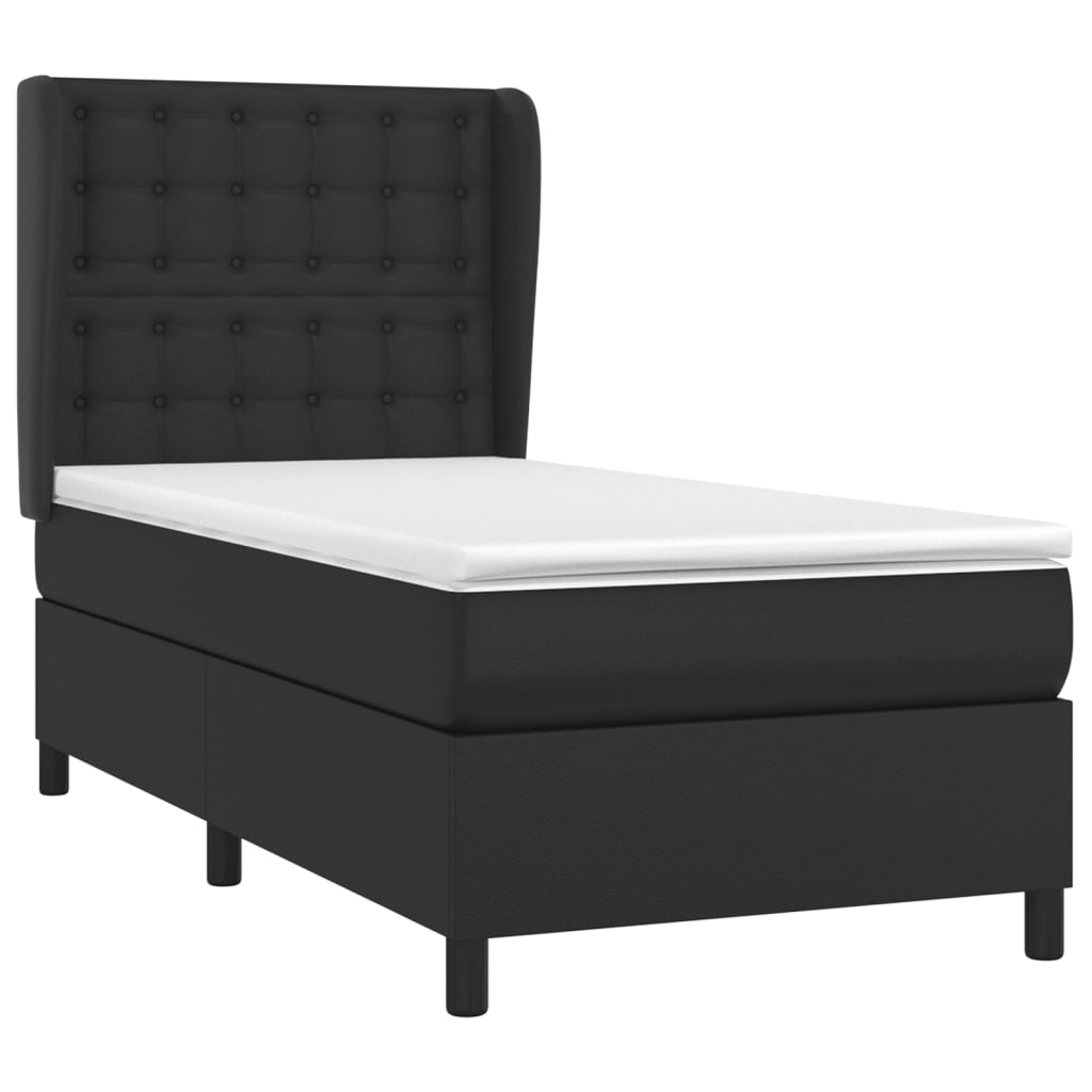 Giroletto a Molle con Materasso Nero 90x200 cm in Similpelle | homemem39