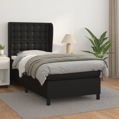 Giroletto a Molle con Materasso Nero 90x200 cm in Similpelle | homemem39