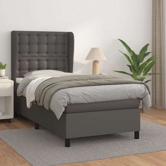 Giroletto a Molle con Materasso Grigio 100x200 cm in Similpelle | homemem39