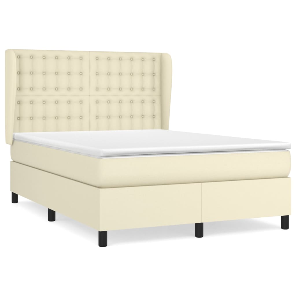 Giroletto a Molle con Materasso Crema 140x190 cm in Similpelle | homemem39