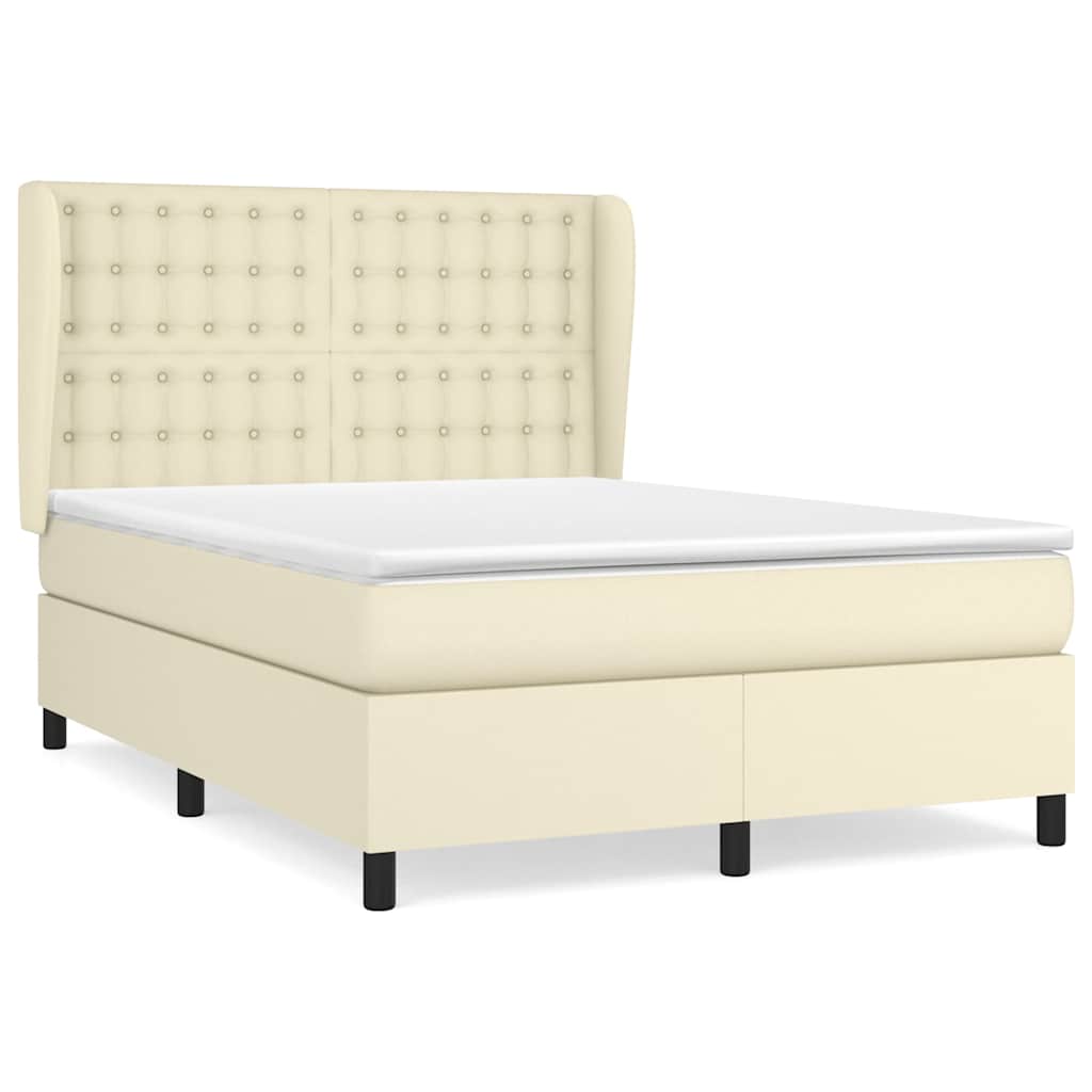 Giroletto a Molle con Materasso Crema 140x190 cm in Similpelle