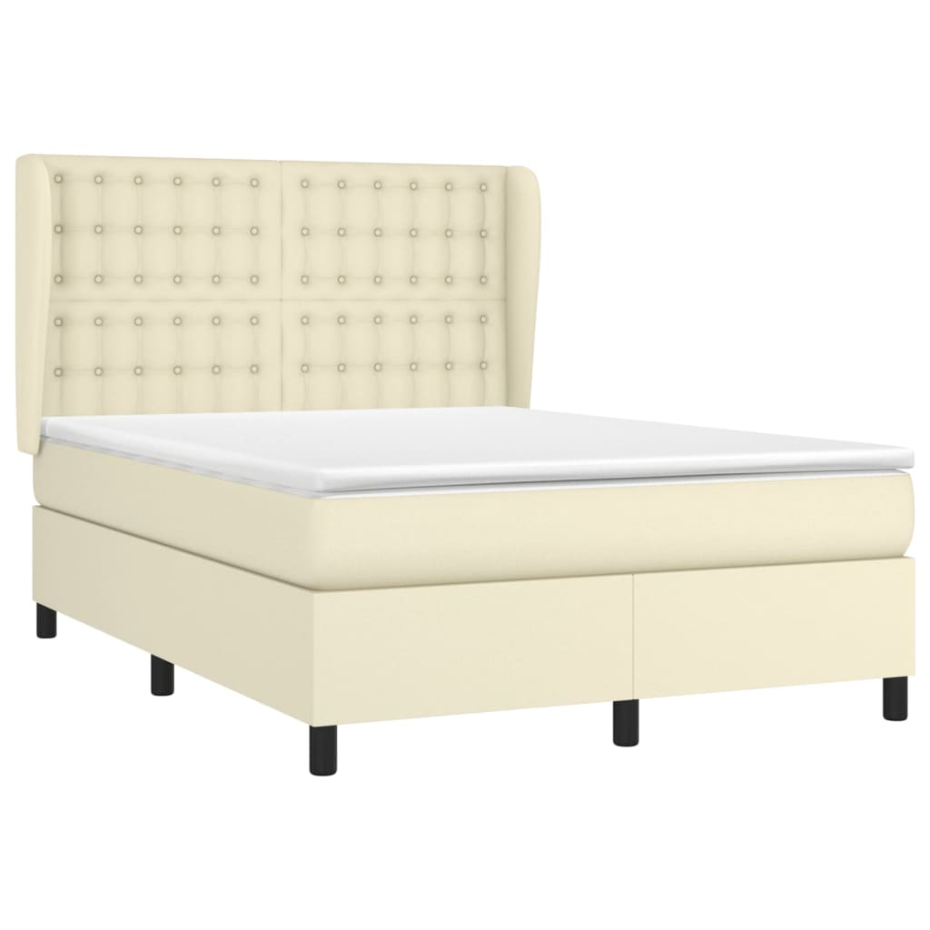 Giroletto a Molle con Materasso Crema 140x190 cm in Similpelle | homemem39