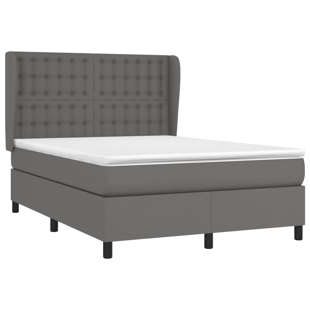 Giroletto a Molle con Materasso Grigio 140x190 cm in Similpelle | homemem39