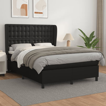 Giroletto a Molle con Materasso Nero 140x200 cm in Similpelle | homemem39