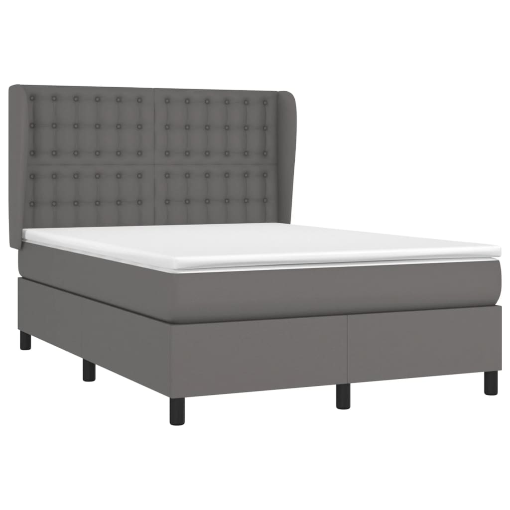 Giroletto a Molle con Materasso Grigio 140x200 cm in Similpelle | homemem39