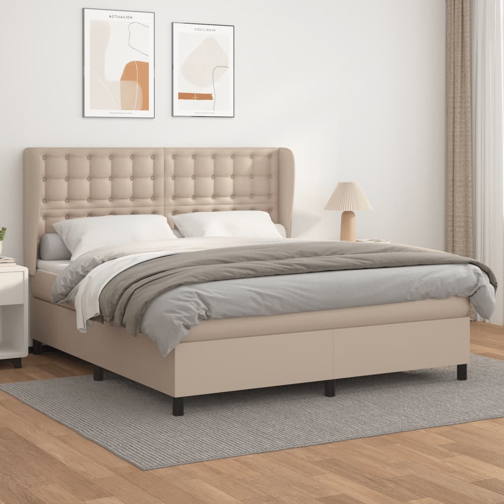 Giroletto a Molle con Materasso Cappuccino 160x200cm Similpelle | homemem39