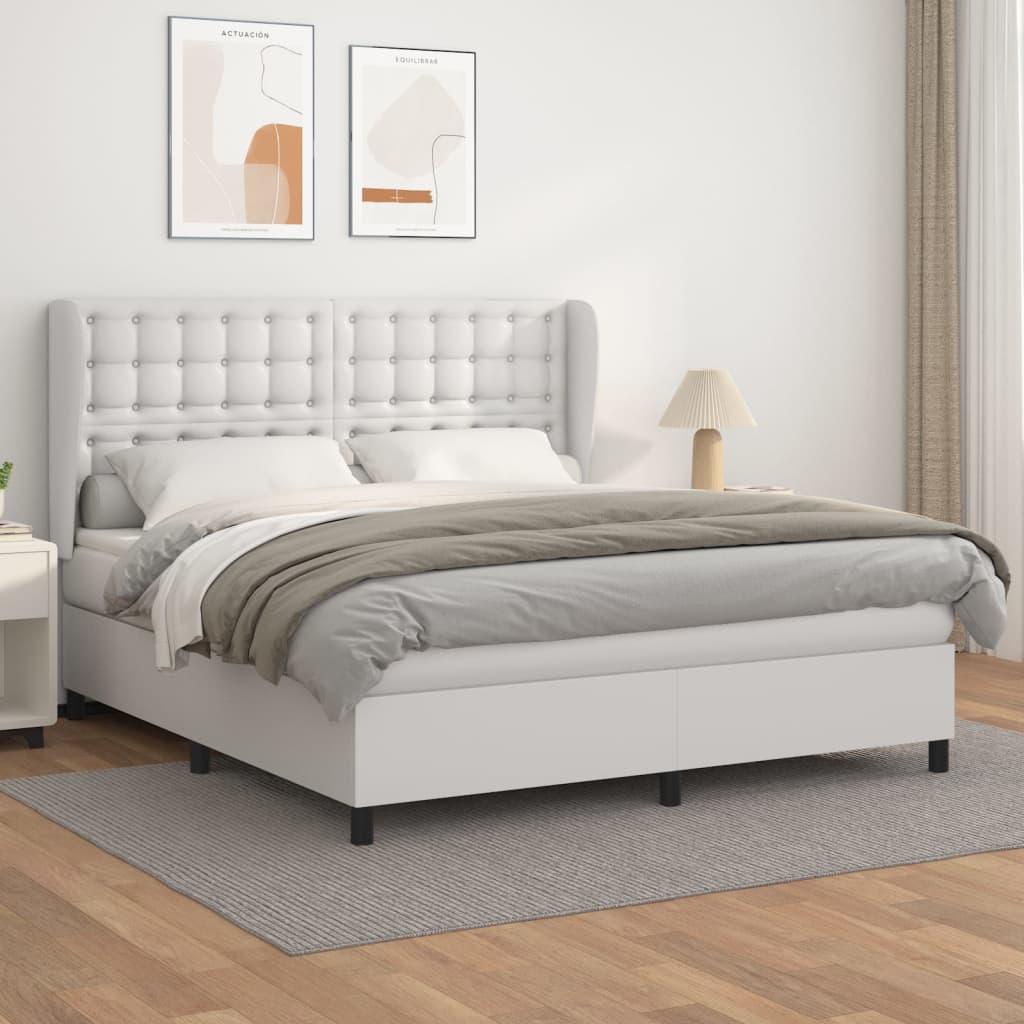 Giroletto a Molle con Materasso Bianco 180x200 cm in Similpelle | homemem39