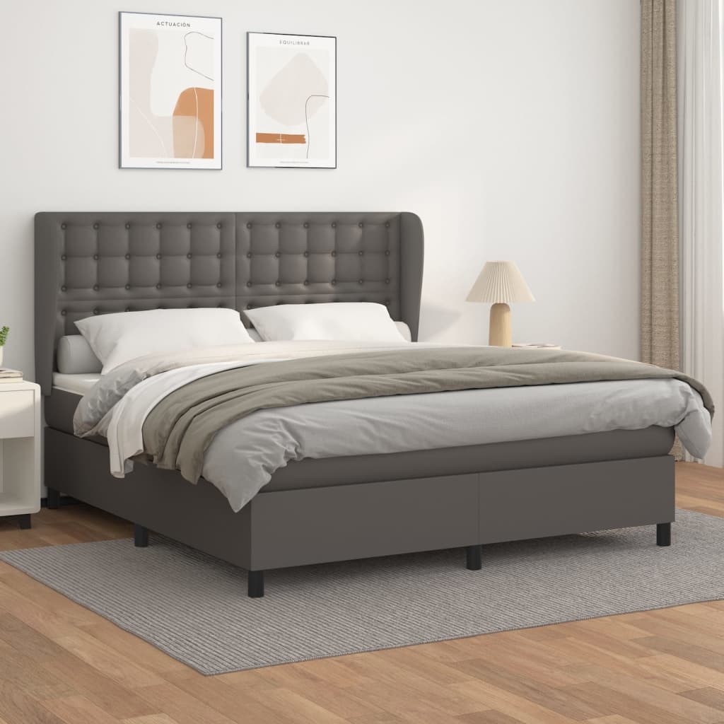 Giroletto a Molle con Materasso Grgio 180x200 cm in Similpelle | homemem39