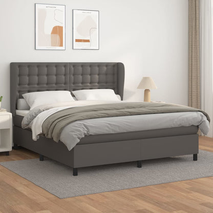Giroletto a Molle con Materasso Grgio 180x200 cm in Similpelle | homemem39