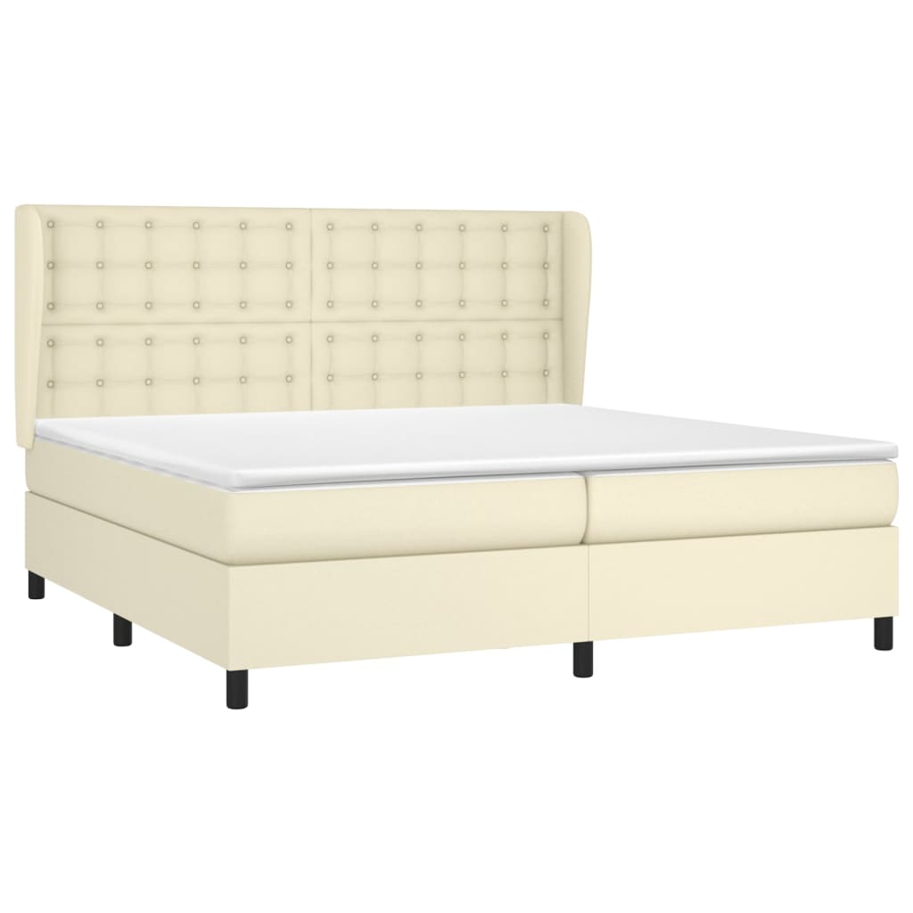 Giroletto a Molle con Materasso Crema 200x200 cm in Similpelle | homemem39