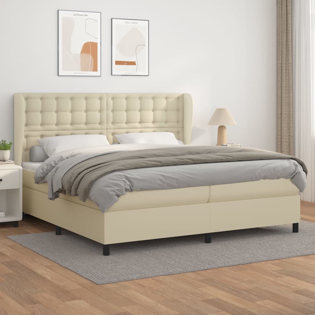 Giroletto a Molle con Materasso Crema 200x200 cm in Similpelle | homemem39