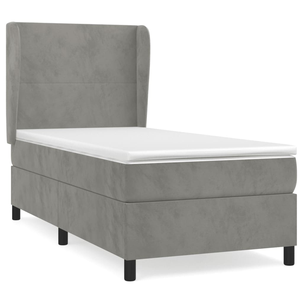 Giroletto a Molle con Materasso Grigio Chiaro 80x200 cm Velluto | homemem39