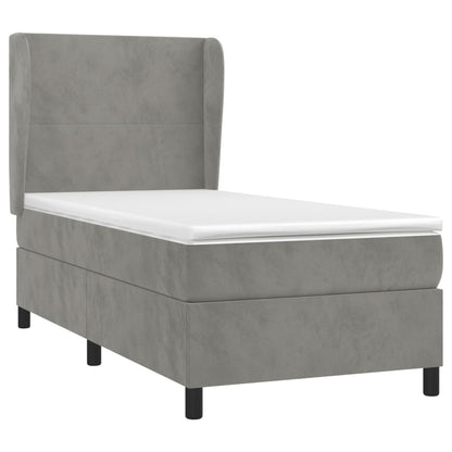 Giroletto a Molle con Materasso Grigio Chiaro 80x200 cm Velluto | homemem39