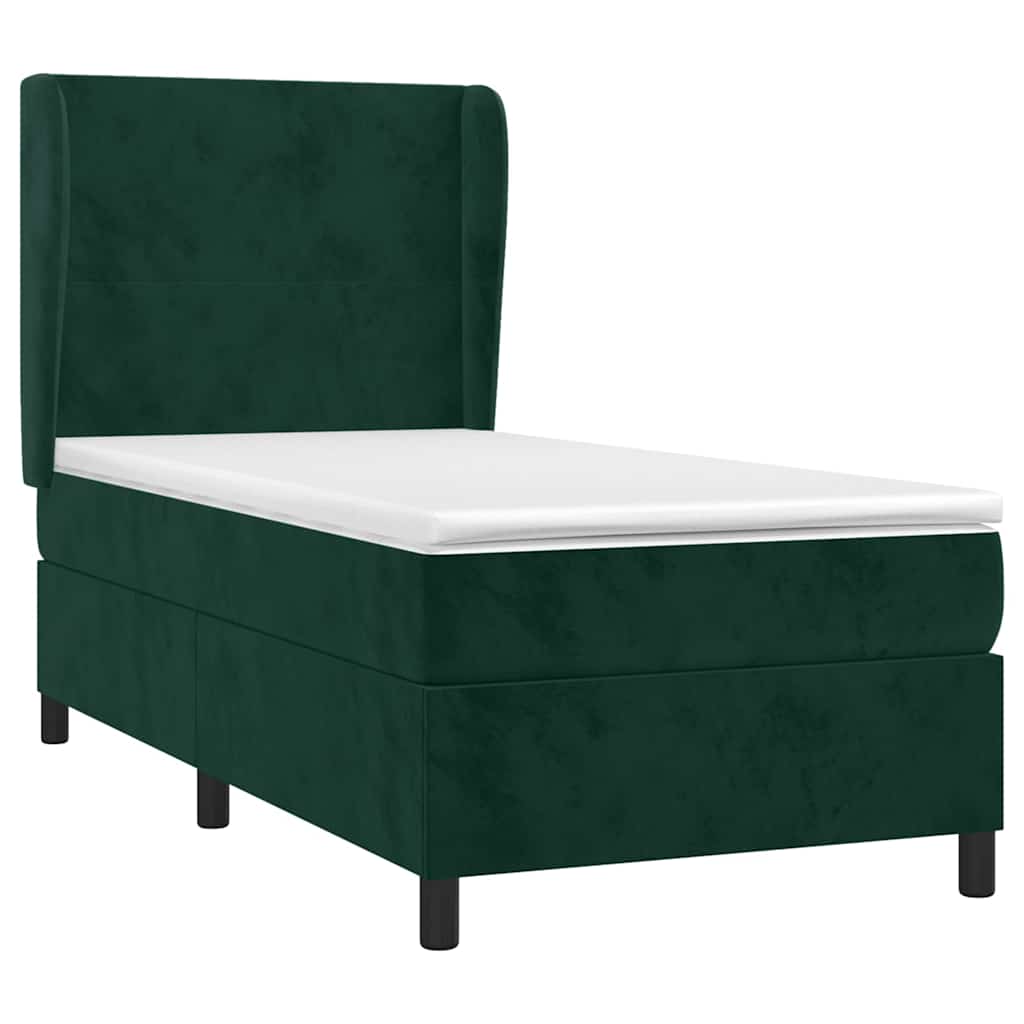 Giroletto a Molle con Materasso Verde Scuro 80x200 cm Velluto