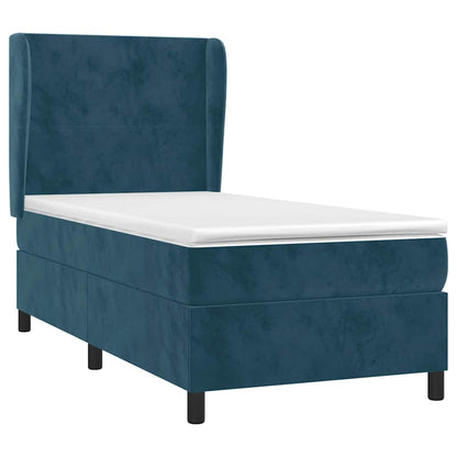 Giroletto a Molle con Materasso Blu Scuro 80x200 cm in Velluto | homemem39