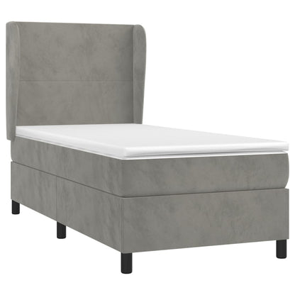 Giroletto a Molle con Materasso Grigio Chiaro 90x190 cm Velluto | homemem39