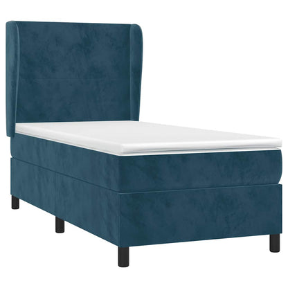 Giroletto a Molle con Materasso Blu Scuro 90x190 cm in Velluto | homemem39