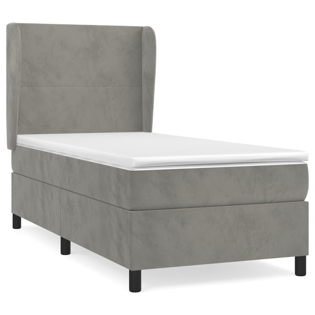 Giroletto a Molle con Materasso Grigio Chiaro 90x200 cm Velluto | homemem39