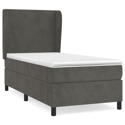 Giroletto a Molle con Materasso Grigio Scuro 90x200 cm Velluto | homemem39