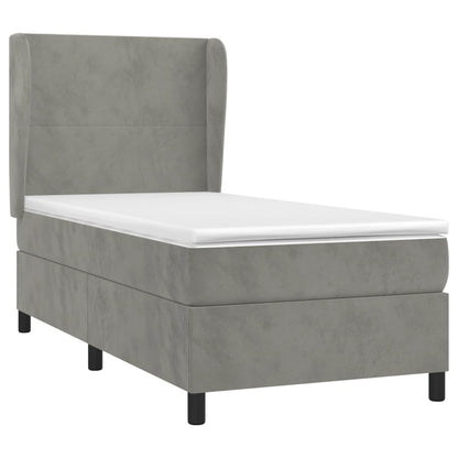 Giroletto a Molle con Materasso Grigio Chiaro 100x200cm Velluto | homemem39