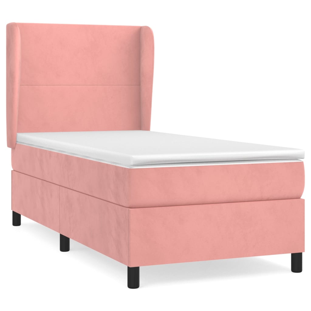 Giroletto a Molle con Materasso Rosa 100x200 cm in Velluto | homemem39