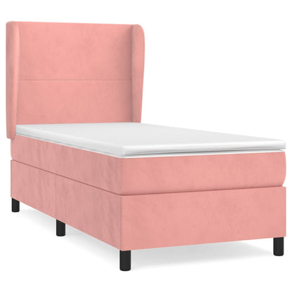 Giroletto a Molle con Materasso Rosa 100x200 cm in Velluto | homemem39