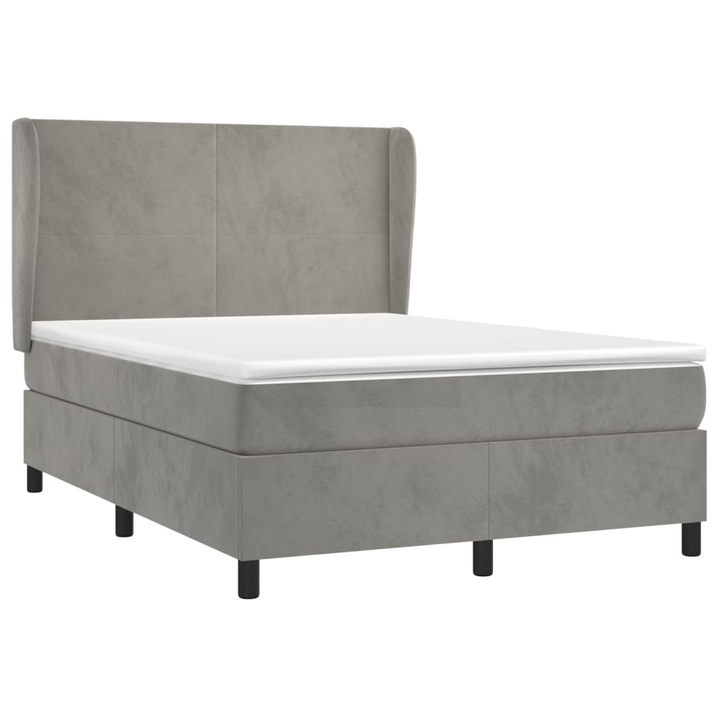 Giroletto a Molle con Materasso Grigio Chiaro 140x190cm Velluto | homemem39