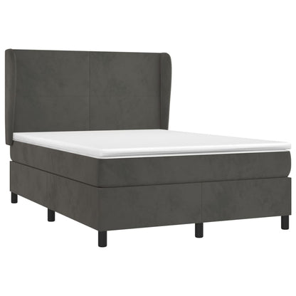 Giroletto a Molle con Materasso Grigio Scuro 140x190 cm Velluto | homemem39