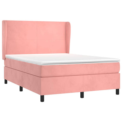 Giroletto a Molle con Materasso Rosa 140x190 cm in Velluto