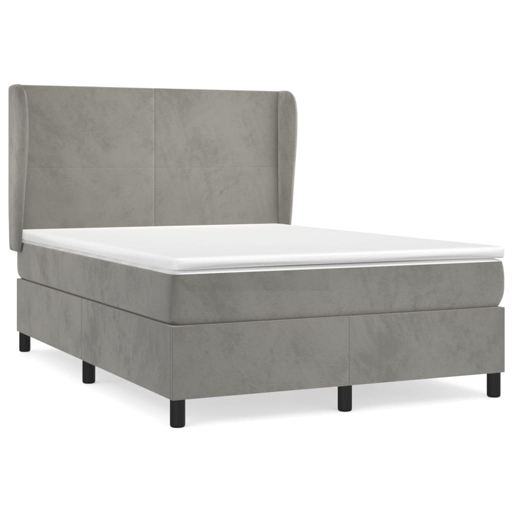 Giroletto a Molle con Materasso Grigio Chiaro 140x200cm Velluto | homemem39