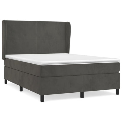 Giroletto a Molle con Materasso Grigio Scuro 140x200 cm Velluto | homemem39