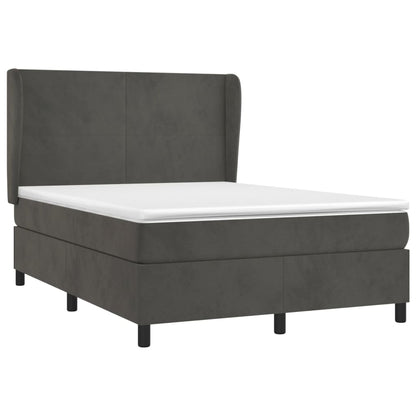 Giroletto a Molle con Materasso Grigio Scuro 140x200 cm Velluto | homemem39