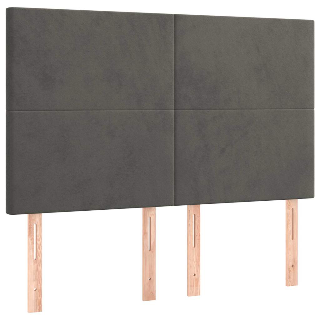 Giroletto a Molle con Materasso Grigio Scuro 140x200 cm Velluto