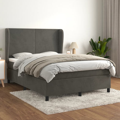 Giroletto a Molle con Materasso Grigio Scuro 140x200 cm Velluto | homemem39