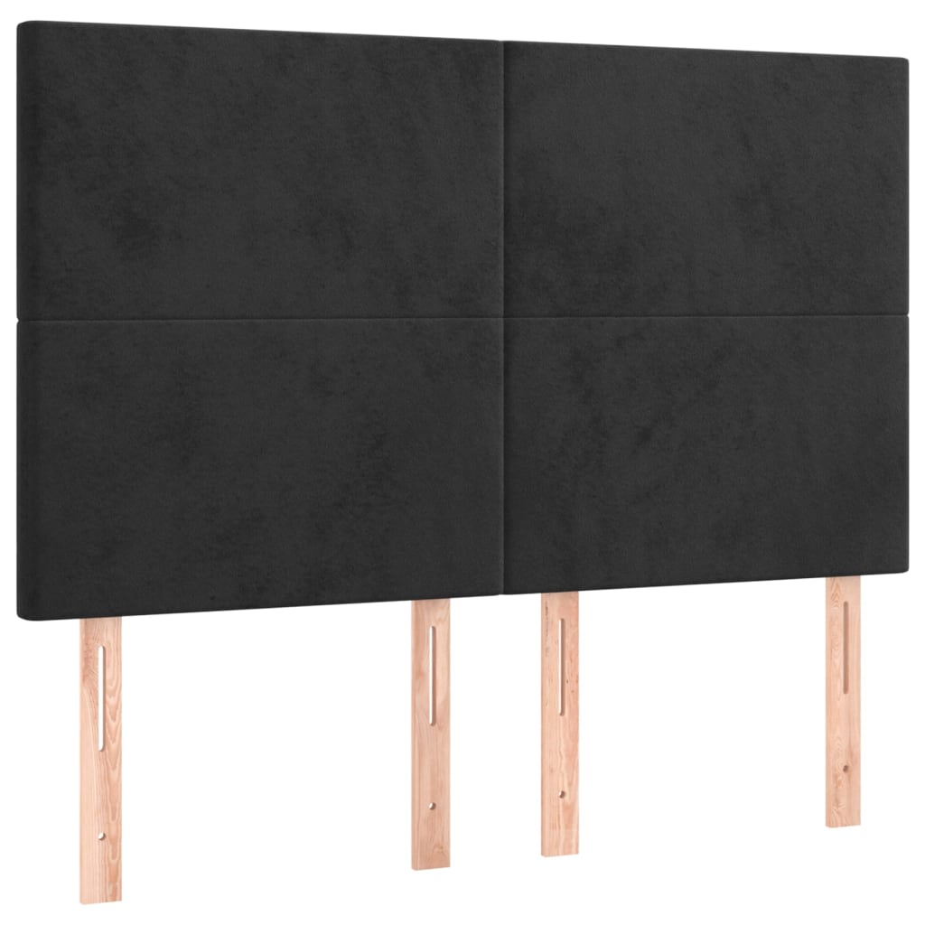 Giroletto a Molle con Materasso Nero 140x200 cm in Velluto | homemem39