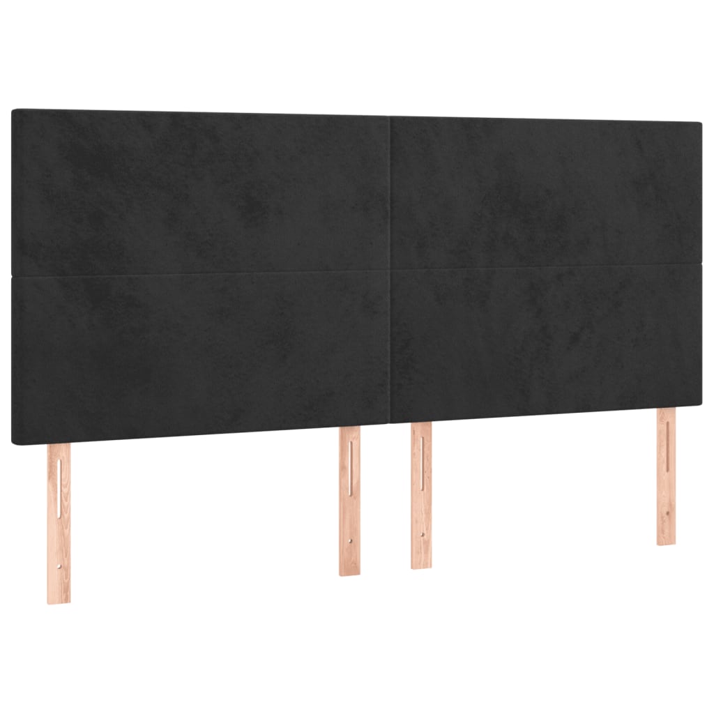 Giroletto a Molle con Materasso Nero 160x200 cm in Velluto | homemem39
